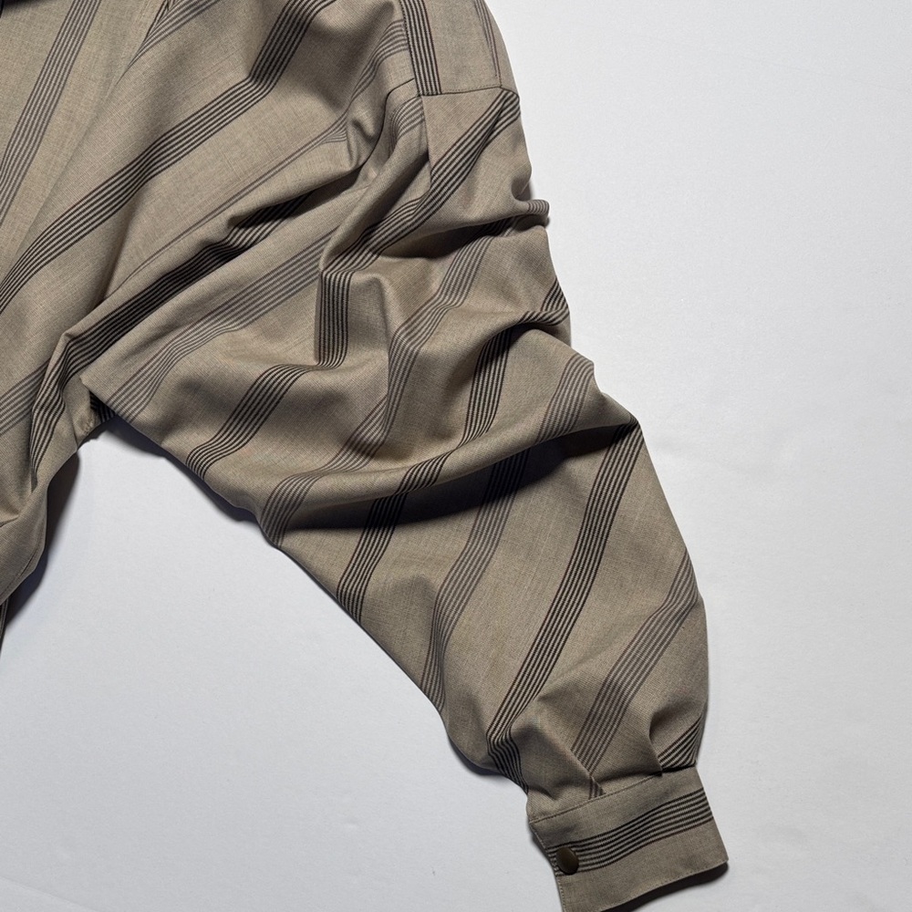 VINTAGE KRIZIA 90's Bergdorf Goodman Striped‎ Neutral Midi Tunic Dress RARE M? - Picture 8 of 13
